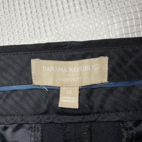 Banana Republic Jackson Fit Women Size 12 Stretch Black Trousers - Picture 15 of 16